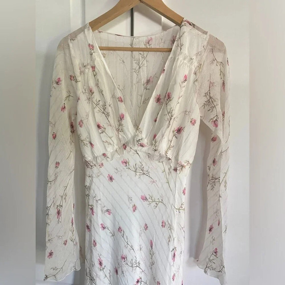 NEW LoveShackFancy Dalila Dainty Floral Maxi Dress Azalea Pink Chiffon | size 2 - Picture 8 of 12